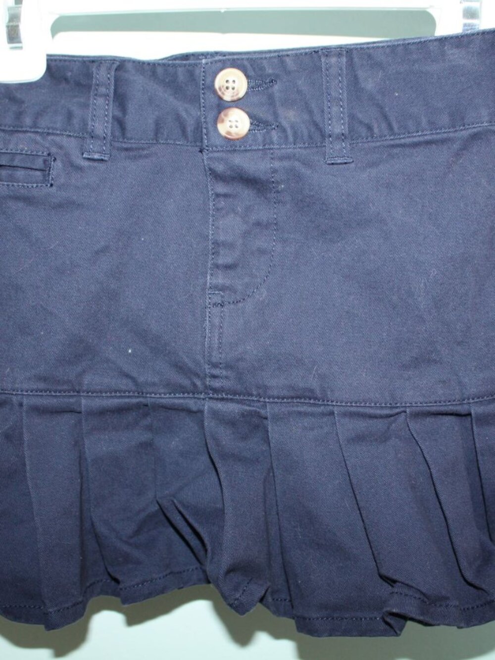 POLO Ralph Lauren Girls Size 6 Navy Blue Twill Pleated Skirt Pockets Adjustable